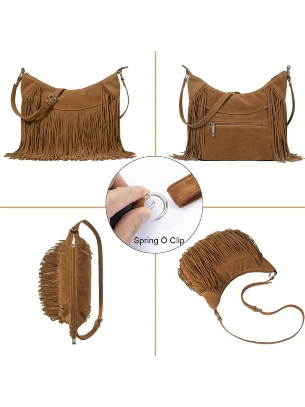 Chic Vegan Suede Fringe Hobo Bag - Stylish Western Purse with Tassels